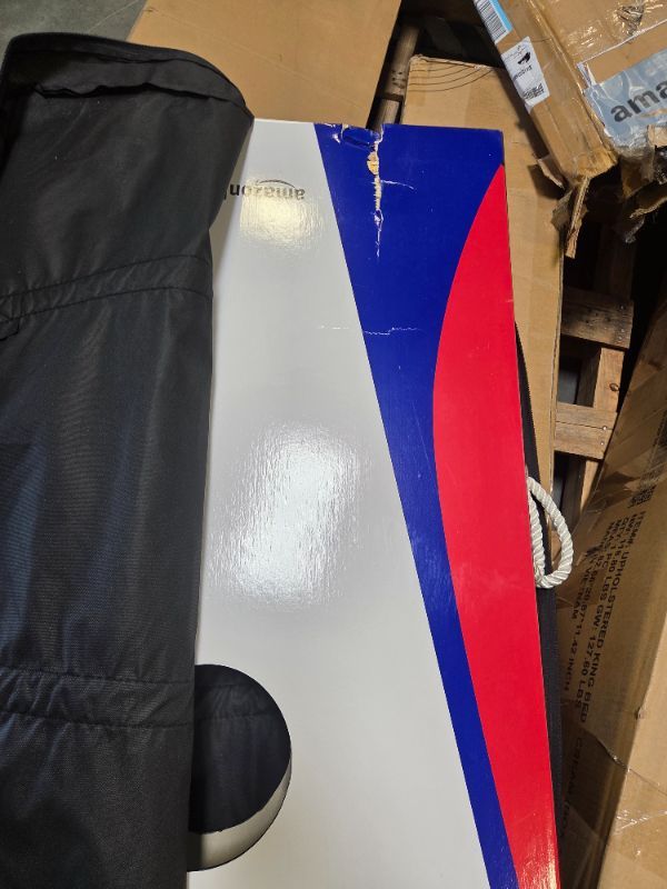 Photo 1 of ***MINOR DAMAGE, VIEW IMAGES*** Amazon Basics Portable Cornhole Set, Outdoor Game Bean Bag Toss with Carrying Case, Blue/Red