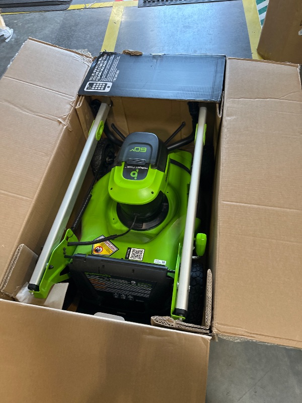 Photo 1 of ***SIMILAR TO STOCK, VIEW IMAGES*** Greenworks 60V 21" Self-Propelled Cordless Lawn Mower, Brushless Motor, LED Lights, Includes 2X 4.0Ah Batteries & Rapid Dual-Port Charger(75+ Tool Compatibility, 45Min Runtime)