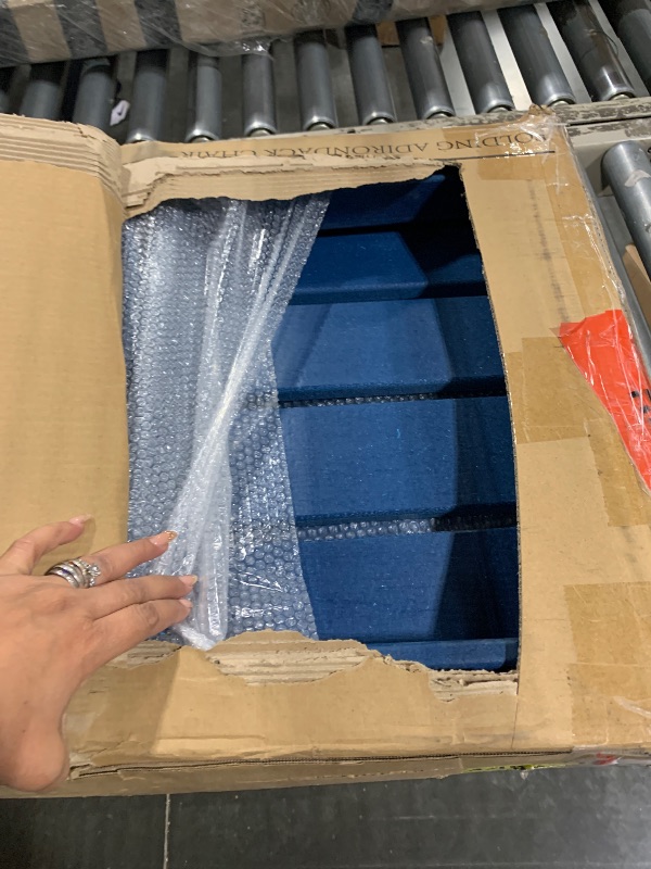 Photo 1 of *** MISSING HARDWARE **** LOUNZY Folding Adirondack Chair, HDPE All-Weather Folding Patio Chair Chair with Cup Holders, Outdoor Patio Adirondack Chair for Deck Lawn Fire Pit, Navy