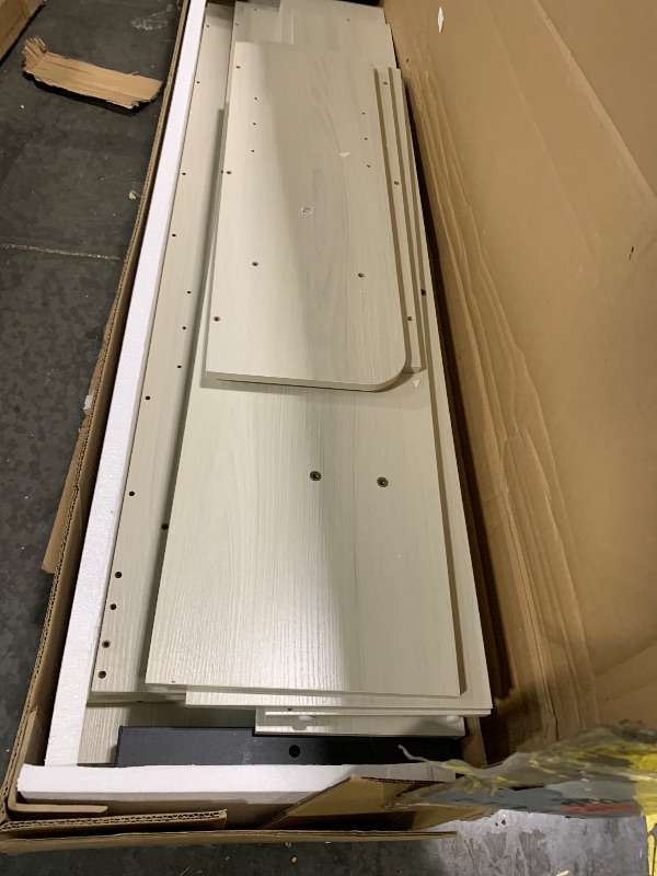 Photo 1 of **Untested**
DWVO King Size Bed Frame with Bookcase Headboard and 4 Storage Drawers, RGB LED Bed Frame with Type-C & USB Charging Station Storage Headboard Bed, No Box Spring Needed, Noise Free, Antique White