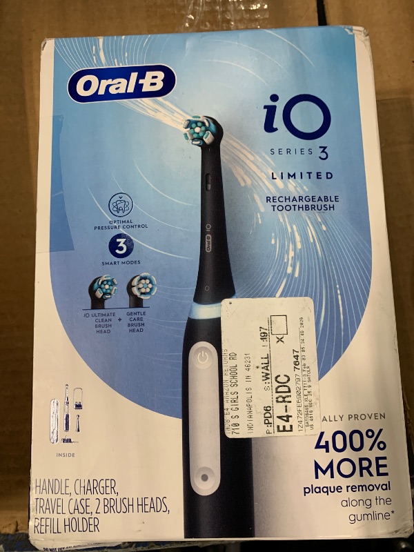 Photo 1 of ****FACTORY SEAL**** Oral-B Rechargeable Electric Toothbrush, iO3 Limited Deep Clean, 3 Cleaning Modes, Visual Pressure Sensor to Protect Gums, 2 Brush Heads, Travel Case, Black