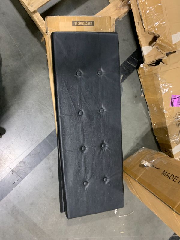 Photo 1 of ***DIRTY*** SONGMICS MAZIE Collection - 43 Inches Folding Storage Ottoman Bench, Ottoman Foot Rest, End of Bed Bench, Storage Chest, Load 660 lb, for Living Room, Bedroom, Entryway, Dark Gray ULSF77K