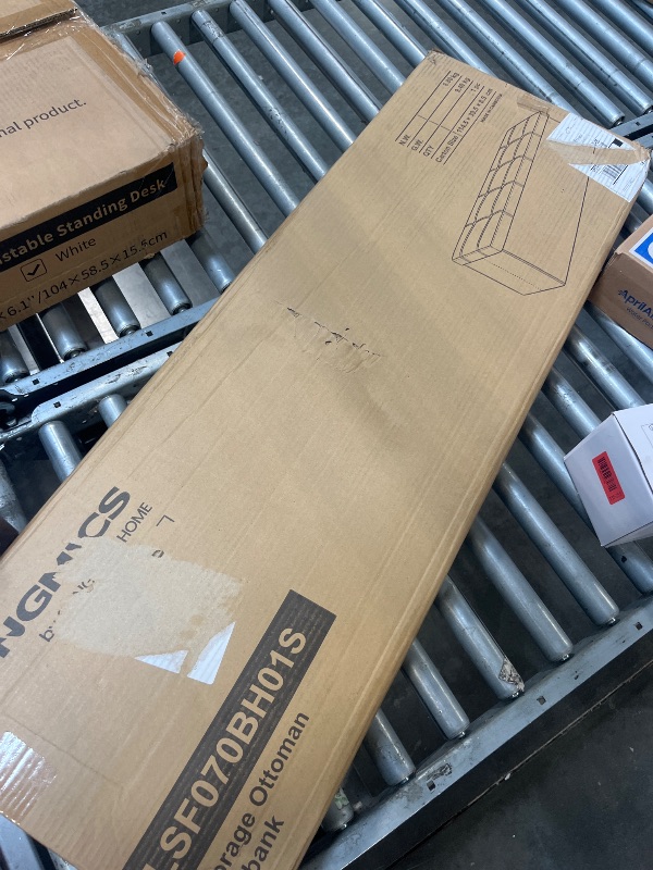 Photo 1 of ***DIRTY*** SONGMICS MAZIE Collection - 43 Inches Folding Storage Ottoman Bench, Ottoman Foot Rest, End of Bed Bench, Storage Chest, Load 660 lb, for Living Room, Bedroom, Entryway, Dark Gray ULSF77K