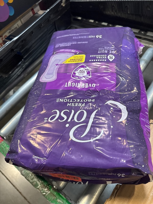 Photo 1 of *** New product, but package opened.***  Poise Overnight Incontinence & Postpartum Pads for Bladder Leaks, 8 Drop Extra Coverage, 36 Count
