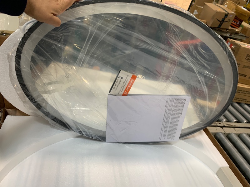 Photo 1 of ***FACTORY SEALED***
TETOTE Oval Led Lighted Bathroom Mirror Matte Black Frame 20" x 28" Front and Backlit Oval Light up Vanity Mirror with Lights, 3 Color Illuminated Dimmable Anti Fog Wall Mount, IP54 CRI 90+