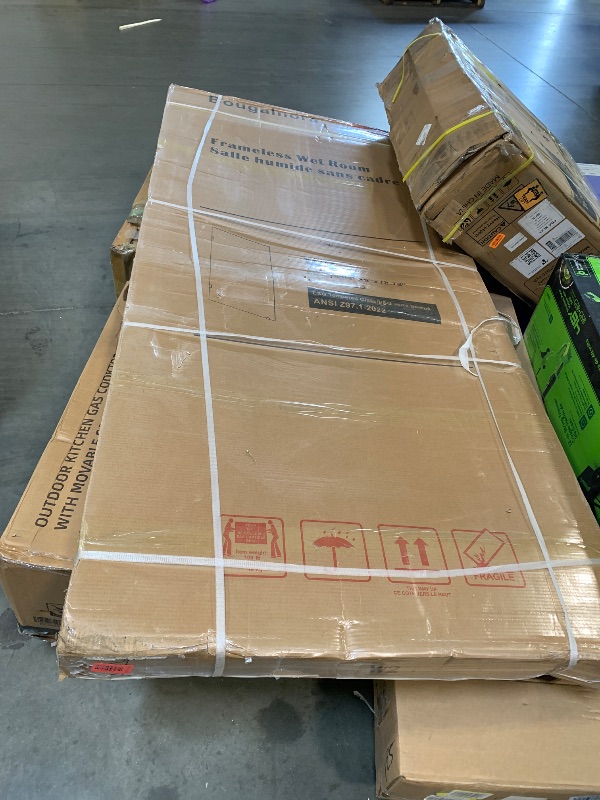 Photo 1 of ****FACTORY SEALED****
35" W x 78.75" H Shower Screen, Fixed Frameless Shower Glass Panel with 3/8"(10mm) SGCC Clear Tempered Glass, Single Shower Door for Bathroom (Matte Black, 35" W x 78.75" H)