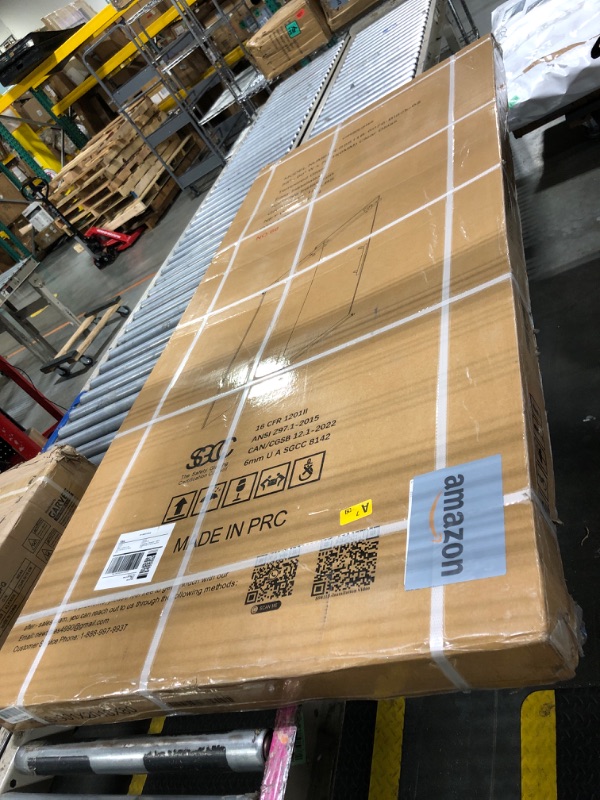 Photo 1 of ****FACTORY SEALED****
KPUY Frameless Shower Door, 55-60" W x 76" H Sliding Glass Shower Door, 1/4" (6mm) Thick Tempered Clear Glass with Explosion-Proof Film Nano Coating, Stainless Steel Hardware, Matte Black