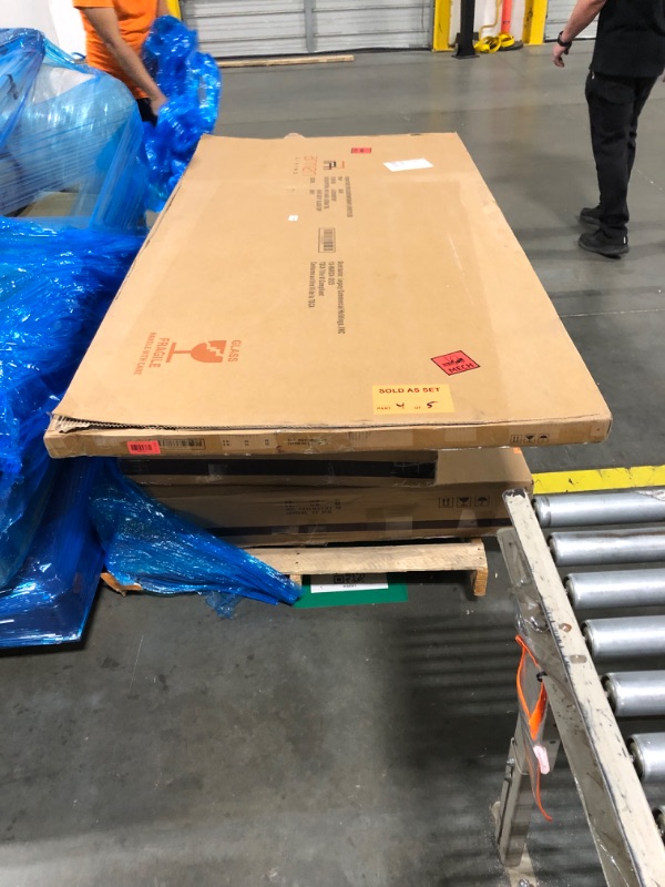 Photo 1 of ****FACTORY SEALED, PARTIAL SET, MISSING ONE BOX****Armen Living Ileena Mid-Century Modern 7-Piece Wood Dining Set in Walnut with Tempered Glass Top