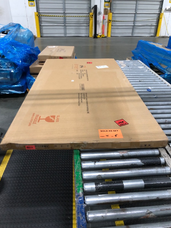 Photo 1 of ****FACTORY SEALED, PARTIAL SET, MISSING ONE BOX****Armen Living Ileena Mid-Century Modern 7-Piece Wood Dining Set in Walnut with Tempered Glass Top