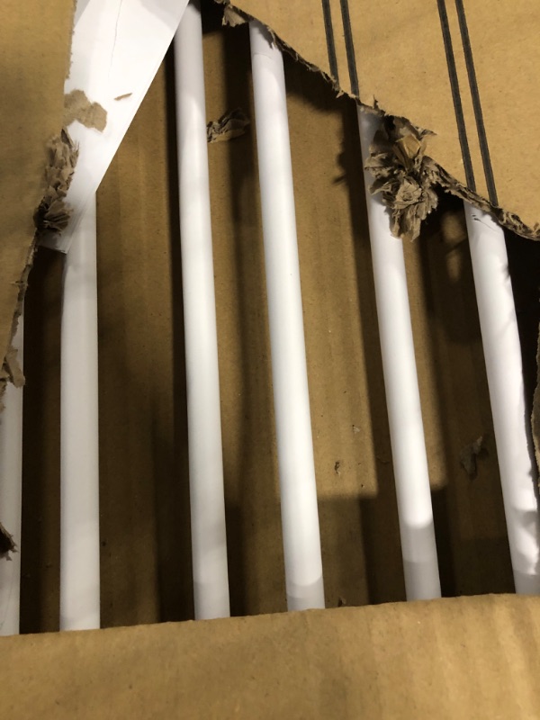 Photo 1 of ***MISSING SCREWS*** Mumeasy 29.5-43.3" Baby Gate for Stairs, No Bottom Bar Dog Gate with Removable Door & Slide-Adjust Drill Mount, Extra Wide Stairway & Hallway Walk Thru Pet Safety Gate for Doorways, Kitchen (White)
