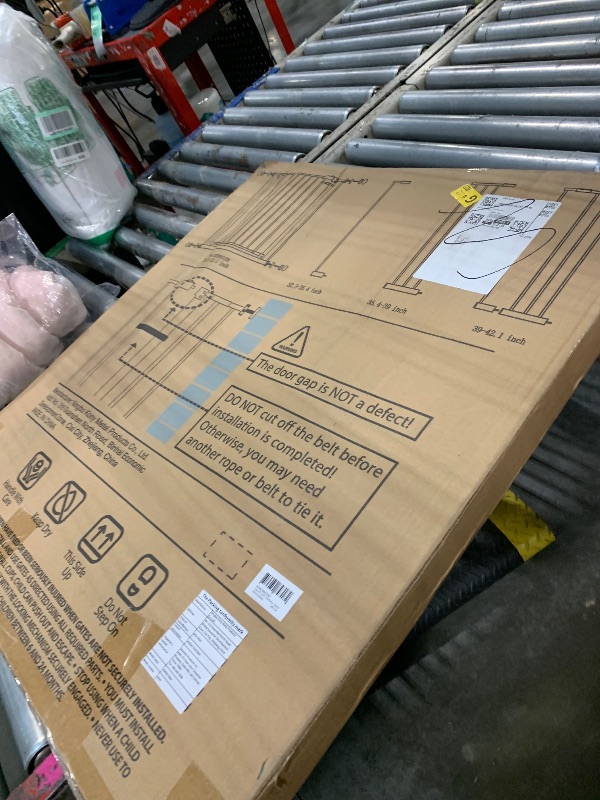 Photo 1 of **DEFECTIVE, SELLING FOR PARTS AS IS***InnoTruth Baby Gate for Stairs 28.9-42.1" Wide, 30" Tall Easy Step Walk Through Expandable Dual Lock Dog Gates for The House, Metal Pressure Mounted Easy Install Pet Gate for Dogs, White**DEFECTIVE, SELLING FOR PARTS
