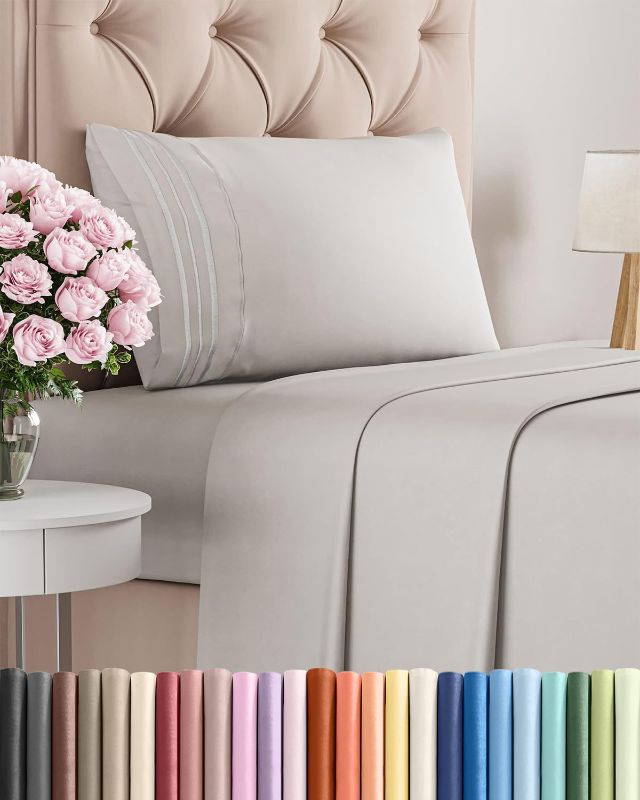 Photo 1 of ****MISSING PARTS, 1 PCS ONLY***Twin Size 3 Piece Sheet Set - Comfy Breathable & Cooling Bed Sheets Set - Hotel Luxury Bedding for Women, Men, Kids, Teens, Boys & Girls - Deep Pockets, Soft and Wrinkle Free - Oeko-Tex - French Grey