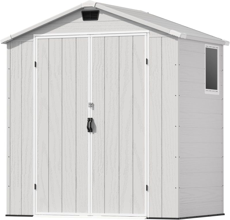 Photo 1 of ***PARTIAL SET- BOX 2/2 ONLY*** Patiowell 6X4 FT Plastic Outdoor Storage Shed with Floor, Resin Tool Sheds with Lockable Door and Window, Weather-Resistant Garden Shed, Easy Assembly for Backyard, Patio