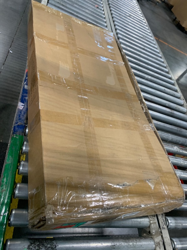 Photo 1 of *** USED/ UNTESTED *** LITTLE TREE 63 Inches Reception Desk, Modern Reception Table with LED Light, Front Counter Desk, Wooden Checkout Counter for Lobbies, Salons, Retail, Home Offices, Reception Room, Black & Brown