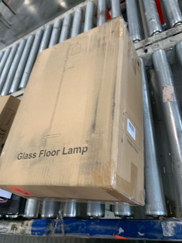 Photo 1 of ?Upgraded?Dimmable Gold Floor Lamp for Living Room with Clear Glass Lampshade, Glass Modern Floor Lamp with 900LM Edison Bulb Included, Standing Tall Lamp for Bedroom, Office, Reading Room, Corner