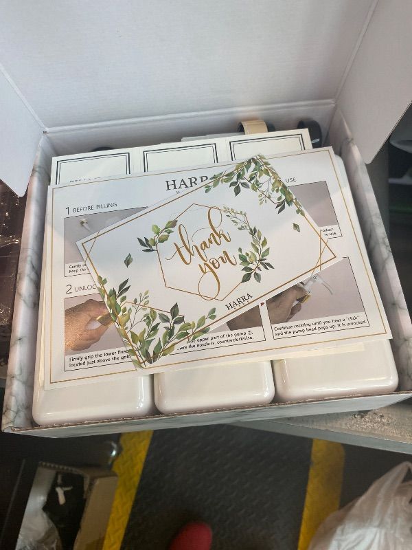 Photo 1 of *MISSING PARTS - See Clerk Notes*
Shampoo and Conditioner Dispenser - Modern Gold Design Large 27oz Shower Soap Dispenser Set of 3, Refillable Empty Plastic Pump Bottles for Bathroom, 6 Waterproof Labels Included, Black