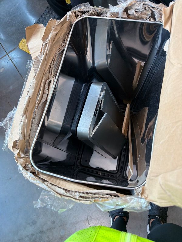 Photo 1 of [Missing Power Cord] iTouchless 18 Gallon Wings-Open Mobile Wheeled Kitchen Trash Can with Lid and Odor Filter, Dog Proof Stainless Steel Garbage Bin for Home Office Work Bedroom Living Room Garage Slim Wastebasket