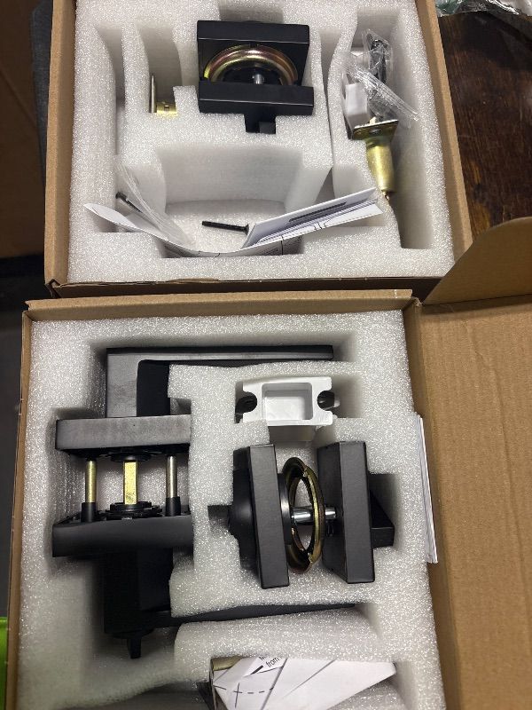 Photo 1 of **MISSING PARTS**
Exterior Door Lock Set,Combo Lock-Heavy Duty Black Door Handle and Single Cylinder Deadbolt Lock,Keyed Alike Door Locks for Front Door(Matte Black,2Pack Set)