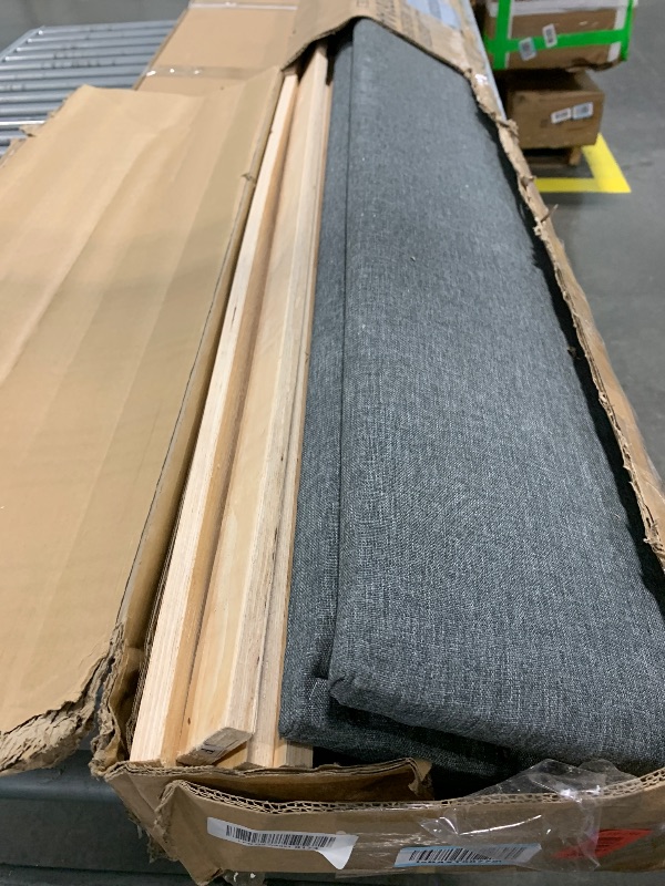 Photo 1 of ***MISSING PARTS*** KTATK Twin Size Linen Upholstered Daybed with Trundle,Wooden Frame Armrests Bed,W/Wood Slat Support,Arched Back & Nailhead Trim,for Kids,Dorms and Guest Bedrooms,Gray
