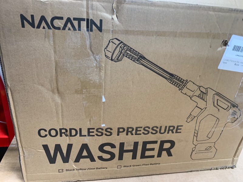 Photo 1 of 1000PSI Cordless Pressure Washer, 21V 4.0Ah Battery-Powered Brushless Motor Power Washer with 6-in-1 Nozzle, 9 Gear Pressure, Tap Adapter for Car Washing, Patio, Fence, Driveway, Outdoor Cleaning