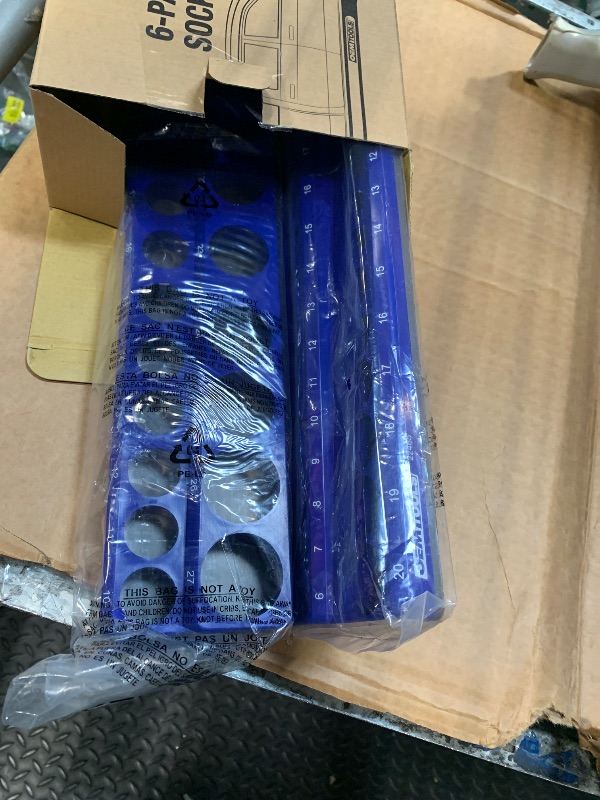 Photo 1 of *** MISSING SMALL BLUE AND ALL GREEN **** ** OEMTOOLS 22461 6 Pack Set Metric and SAE Magnetic Socket Tray Set, Green and Blue Socket Organizers, 1/4, 3/8, 1/2 Inch Drive Socket Organizer Tray Set