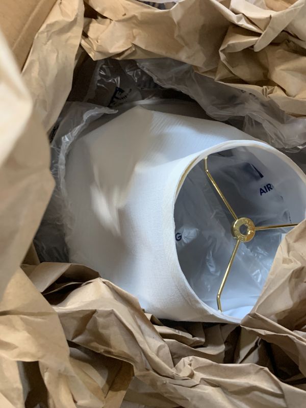 Photo 1 of ***DAMAGED - SHADE BENT*** Aspen Creative 32773 Transitional Hardback Empire Shaped Construction Off White, 18" Wide (7" x 18" x 12 1/2") Spider Lamp Shade