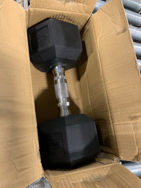 View 3 of ***ONLY ONE*** CAP Barbell 25 LB Rubber Coated Hex Dumbbell Hand Weight - Pair | Chrome Handle