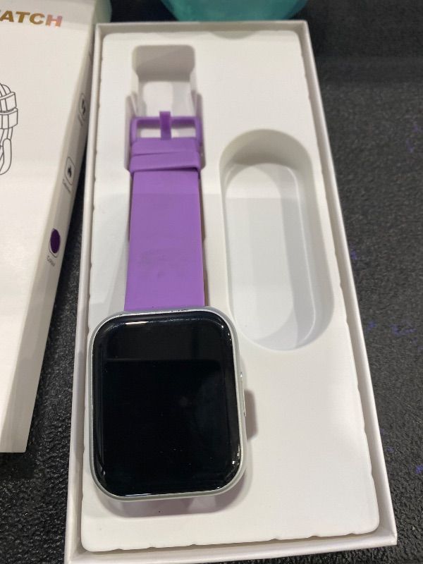 Photo 1 of ***MISSING CHARGER*** Smart Watch for Men Women, 1.85" HD Smart Watch with Bluetooth Calls, 120+ Sport Modes Fitness Watch, Fitness Tracker 24/7 Heart Rate/Sleep Monitor, IP68 Waterproof, iOS Android Compatible (Purple)