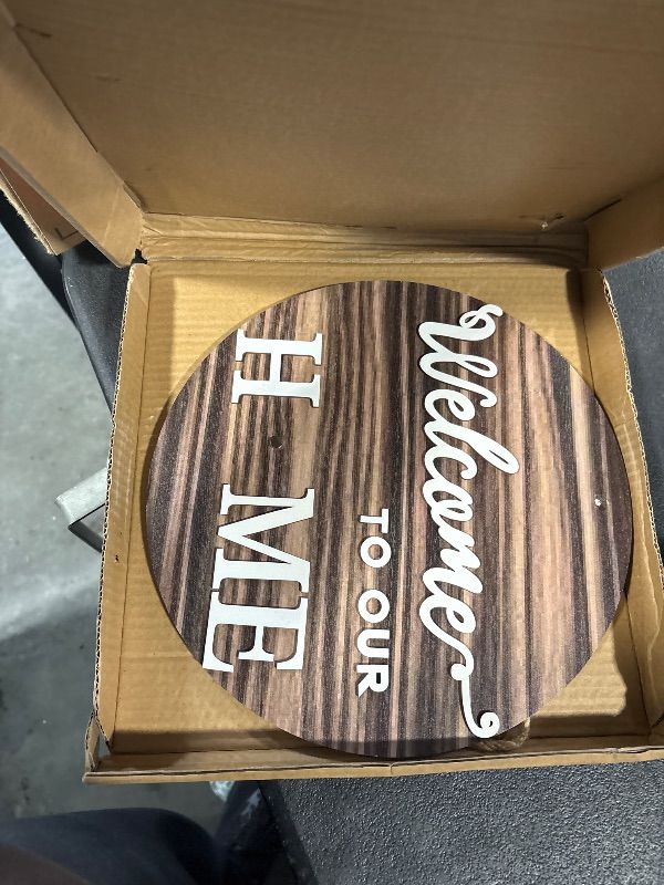 Photo 1 of **MISSING ATTACHMENT'S**
Interchangeable Welcome Sign – Welcome Signs for Front Door, Rustic Fir Wood with Hanging Cord & Metal Hook, Includes 14 Magnetic Changeable Icons – For Holiday, Year-Round Porch & Indoor Decoration