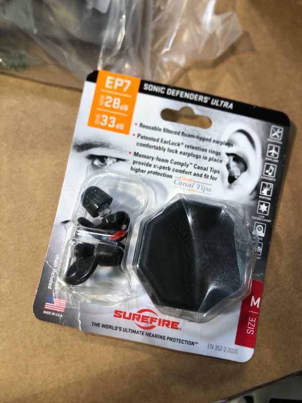 Photo 1 of *USED*
SureFire EP7 Sonic Defenders Ultra filtered Earplugs w/ Comply Canal Tips, reusable, Black, Medium