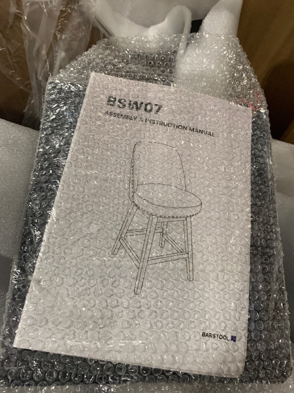 Photo 1 of *USED*
**ONE PC**MALOL Swivel PU Leather Bar Stools Set of 3 with Backs, 38.19 Counter Height Bar Chairs, Modern Bar Height Stools for Kitchen Island? Mid Century Barstools?Brown