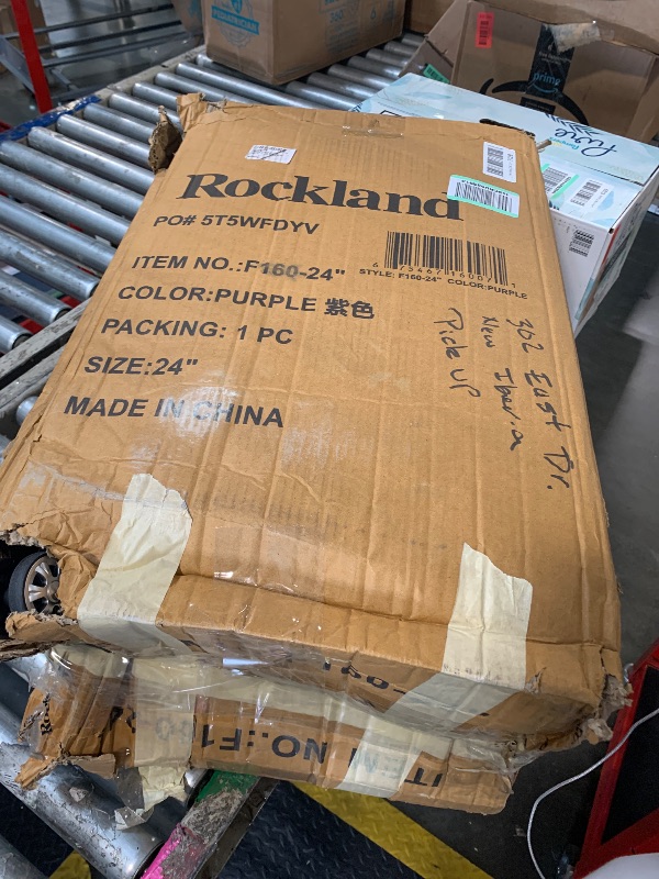 Photo 1 of **MAJOR DAMAGE**
Rockland Melbourne Hardside Expandable Spinner Wheel Luggage, Purple, Checked-Medium 24-Inch