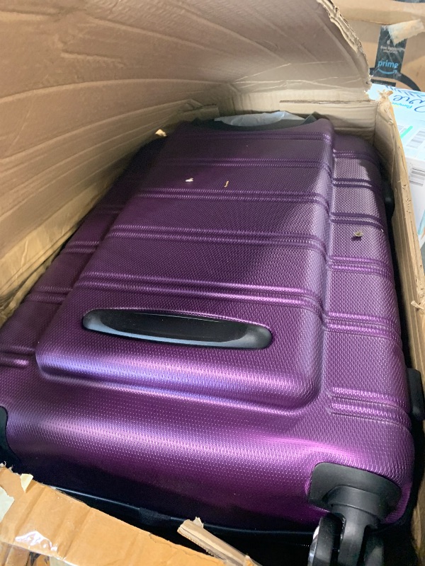 Photo 1 of **MAJOR DAMAGE**
Rockland Melbourne Hardside Expandable Spinner Wheel Luggage, Purple, Checked-Medium 24-Inch