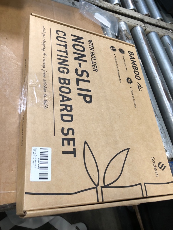 Photo 1 of **used** missing parts**3 Packs Bamboo Cutting Board Set with Non Slip Feet Holder and Over Sink Nice Solid Thick Wood Juice Groove Chopping Board Extra Large Big Small Best Hardwood Kitchen Organic Vegetable Meat BBQ Kit