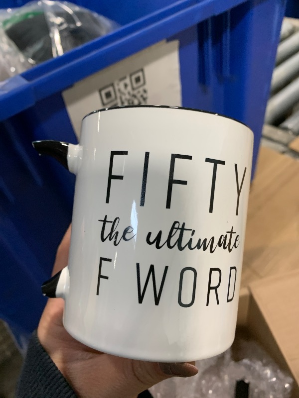 View 2 of **THE GRIP IS BROKEN***Gelid Fifty The Ultimate F Word - 50th Birthday Gifts for Women and Men - Funny Bday Gift Idea for Mom Dad Husband Wife - 50 Year Old Funny 11 oz Tea Cup Coffee Mug