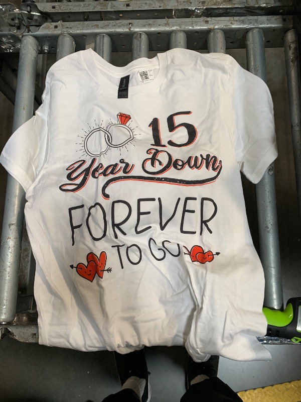 Photo 1 of ** SIMILAR IMAGE**15 Years Down Forever to Go Couple 15th Wedding Anniversary T-Shirt man size S