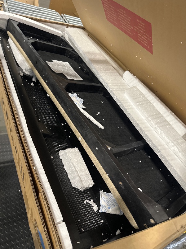 Photo 1 of *USED*Powell Kasi Black Low Back Cane Bench with Beige Upholstered Seat