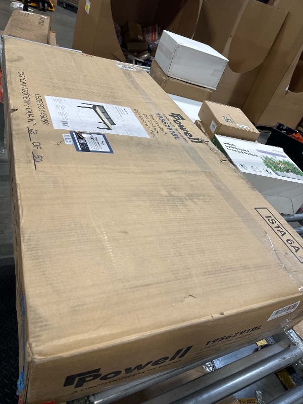 Photo 1 of *USED*Powell Kasi Black Low Back Cane Bench with Beige Upholstered Seat