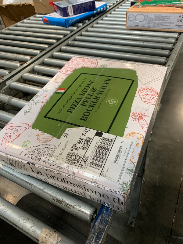 Photo 1 of **VERY USED**
Pizza Stone for Oven and Grill Set - 5PCS Pizza Making Accessories Kit - 15 inch Pizza Stone with Handles, Pizza Peel, Pizza Cutter, Dough Tool - Baking Stone for Bread - Large Rectangular Oven Stones