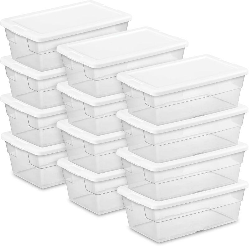 Photo 1 of ***Stock Photo Is A similar Item*** 12 Pack Plastic Storage Bins with Lids