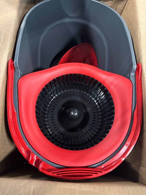 Photo 1 of ** NO MOP STICK/ HAS REPLACEMENT HEADS AND BUCKET** 
O-Cedar Easywring Microfiber Spin Mop & Bucket Floor Cleaning System with 3 Extra Refills