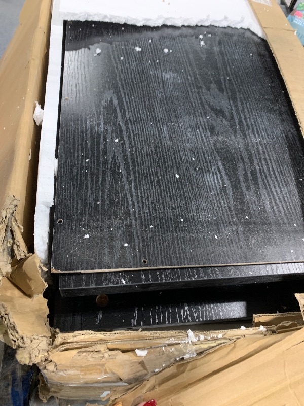 Photo 1 of ****missing parts are unknown*** 55“ Large Buffet Cabinet with Storage, Sideboard Buffet Cabinet with Glass Doors, Modern Farmhouse Storage Cabinet Table for Kitchen Dining Room, Living Room (Black, Glass with 4 Doors)