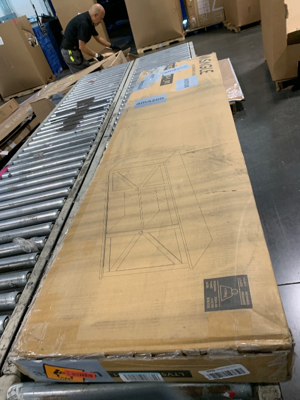 Photo 1 of *USED*
VASAGLE Farmhouse TV Stand for TVs up to 80 Inches, Entertainment Center with Storage Cabinets and Sliding Barn Doors, Media Console Table for Living Room, Rustic White and Honey Brown ULTV537W01