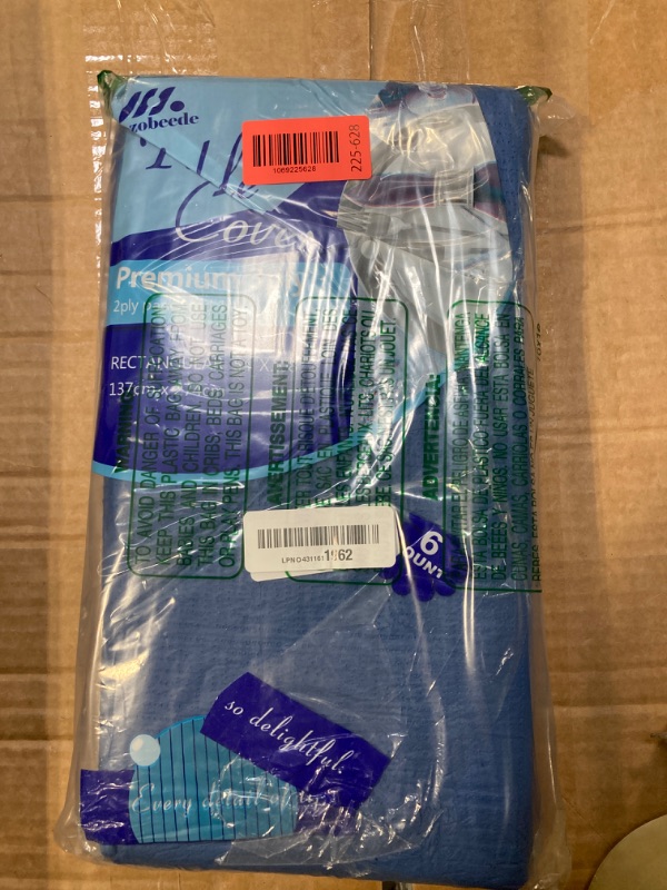 Photo 1 of [6 Pack] Blue Paper Tablecloth Disposable for Rectangle Tables, 54X108 Inch Party Paper Table Cover with Plastic Backing, Waterproof 3 Ply Paper&Plastic Table Cloth for Banquet Birthday Indoor Outdoor