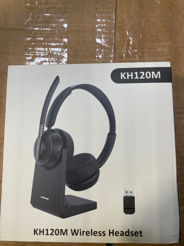 Photo 1 of (2025 Upgraded) Wireless Headset with Mic for Work, Bluetooth Headset with Noise Canceling Microphone with Dongle, Charging Base & Mic Mute, Wireless Headphones for Work from Home/PC/Computer