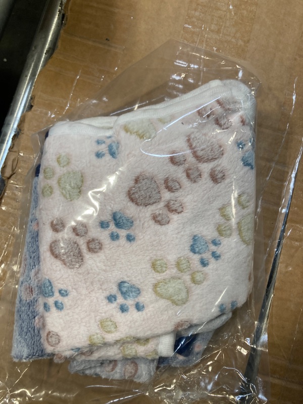 Photo 1 of 1 Pack 3 Blankets Super Soft Fluffy Premium Fleece Pet Blanket Flannel Paw Printed Throw for Dog Puppy Cat (Small 23x16'', Beige, Grey, Navy)