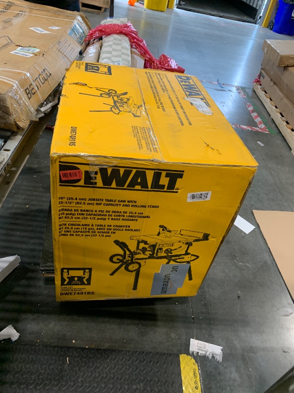 Photo 1 of ** NEW *** DEWALT Table Saw 10 Inch with Foldable Rolling Table Saw Stand, 15 Amp, 4800 RPM, 32-1/2-Inch Rip Capacity (DWE7491RS)