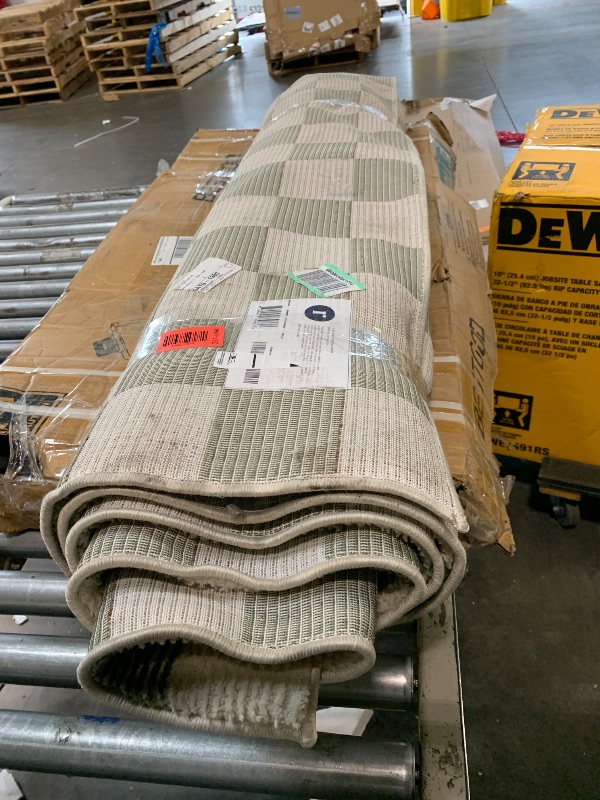 Photo 1 of ** USED *** Revival Rugs Gambit 7'10"x10' Checkered Rug Washable Area Rug for Living Room Bedroom - 100% Recycled Oeko-TEX Certified, Medium Pile, Green, Beige