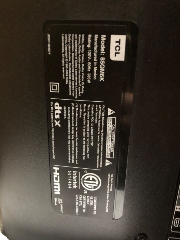 Photo 1 of ***BROKEN SCREETNx**** CL 85 Inch Class QM6K Series | Mini LED QLED 4K HDR | 85QM6K, 2025 Model | 120HZ-144HZ High Brightness Smart Google TV Dolby Atmos Onkyo Audio | Voice Remote Alexa Gaming Streaming Television