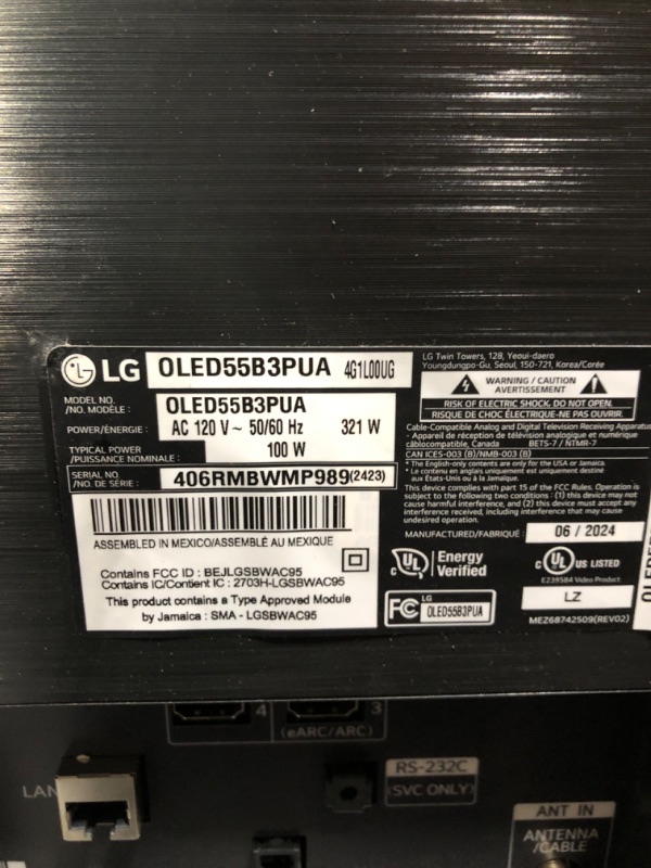 Photo 1 of *****DOESN'T TURN ON****LG B3 Series 55"-Inch Class OLED Smart TV 2023 Bluetooth - AI-Powered 4K TV, Alexa Built-in, OLED55B3PUA 